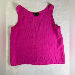Porto Fino Fuchsia Scoop Neck Tank Top 100% silk